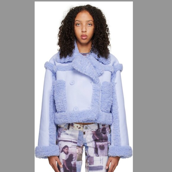 Stand Studio Kristy Jacket Blue Faux Fur Coat – Size 32/US 2 - Picture 1 of 8